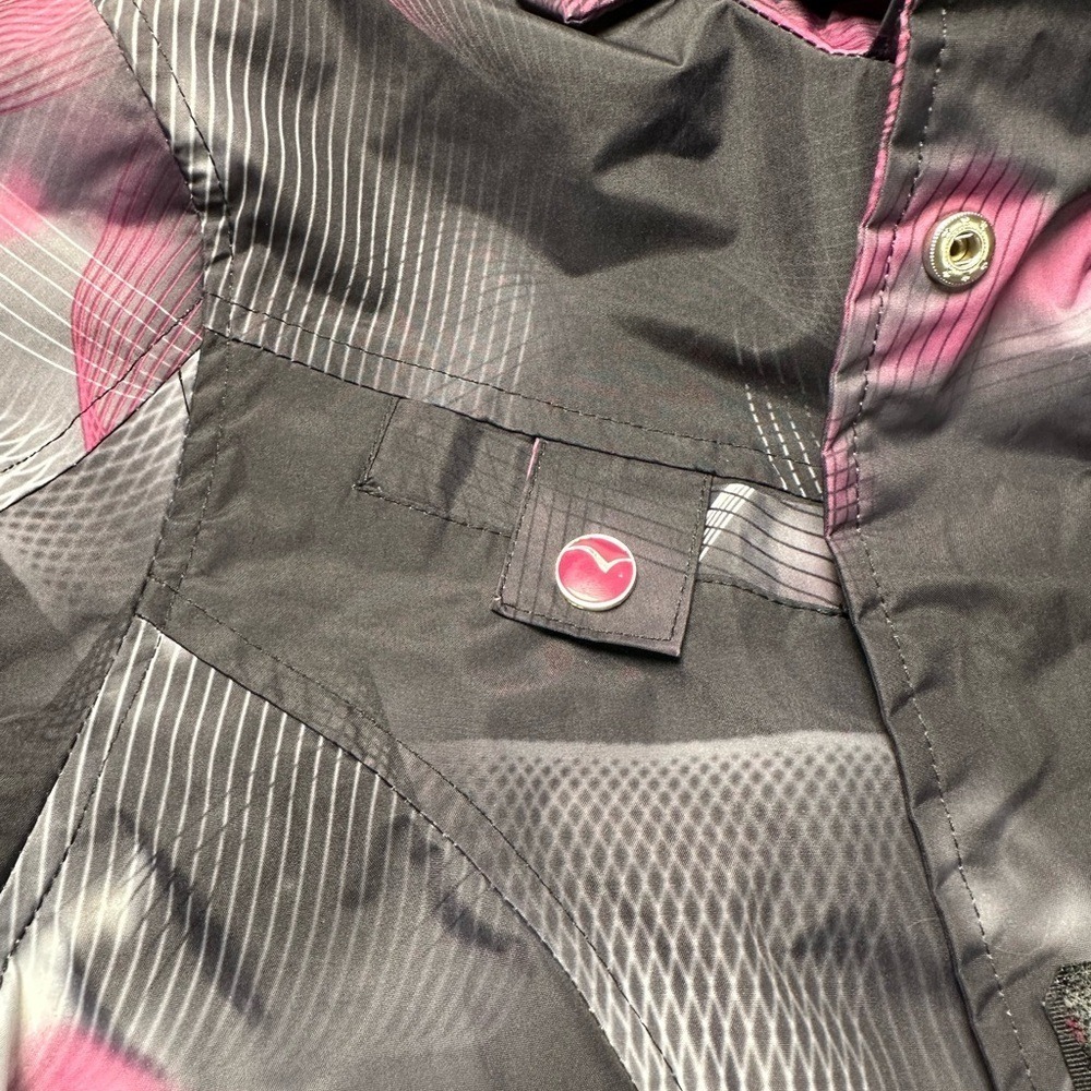 Hawke & Co Women's Medium Sport Outerwear Black Pink Geometric Print Hooded Coat - Picture 11 of 15